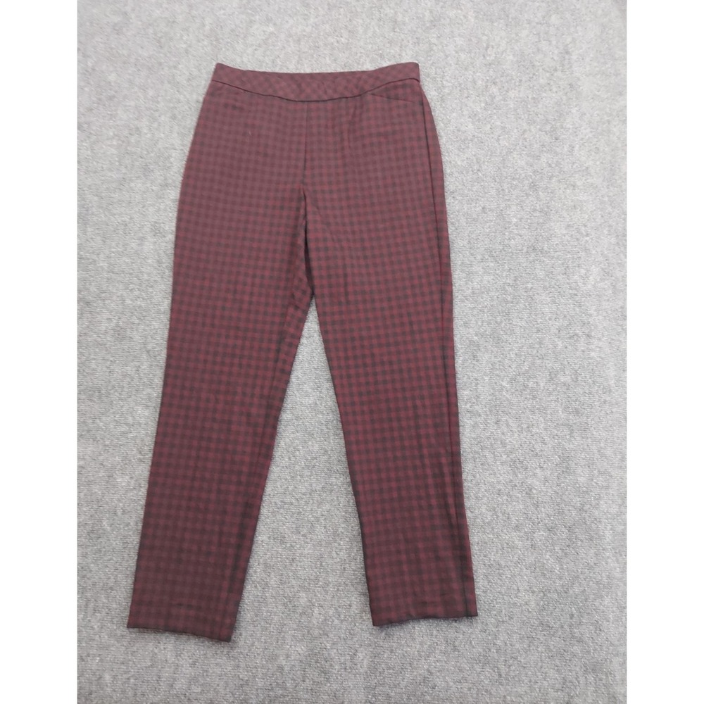 J Jill Pants‎ Medium Burgundy Plaid Ponte Knit Slim Leg Ankle Pull On